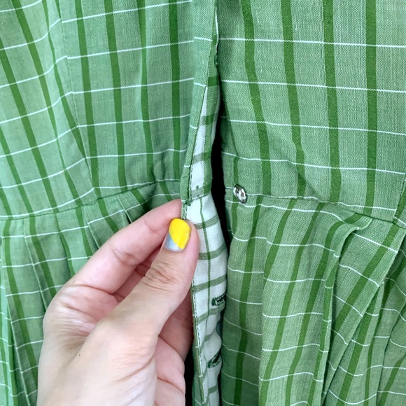 vintage 1950s green gingham fit and flare dress size xs/s betty barclay - Picture 7 of 8